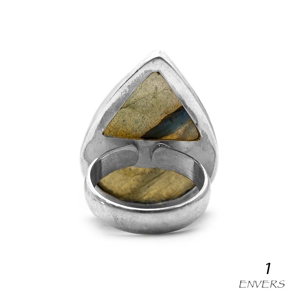 Bague en Argent 925 Réglable – Pierre Naturelle Labradorite