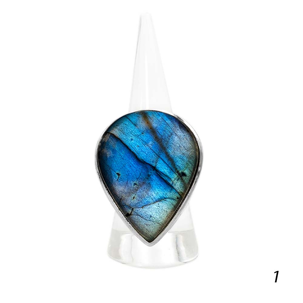 Bague en Argent 925 Réglable – Pierre Naturelle Labradorite