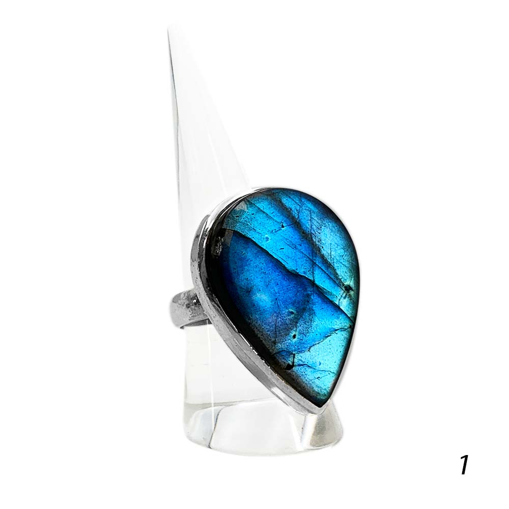 Bague en Argent 925 Réglable – Pierre Naturelle Labradorite