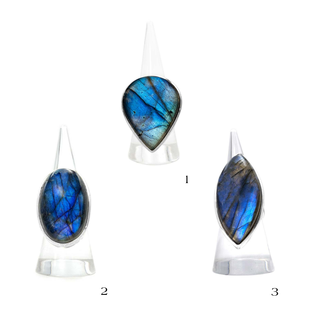 Bague en Argent 925 Réglable – Pierre Naturelle Labradorite