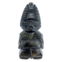 Sculpture Totem Aztèque - Obsidienne Dorée - 16 cm