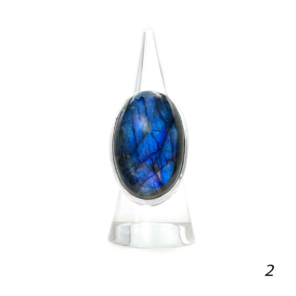 Bague en Argent 925 Réglable – Pierre Naturelle Labradorite