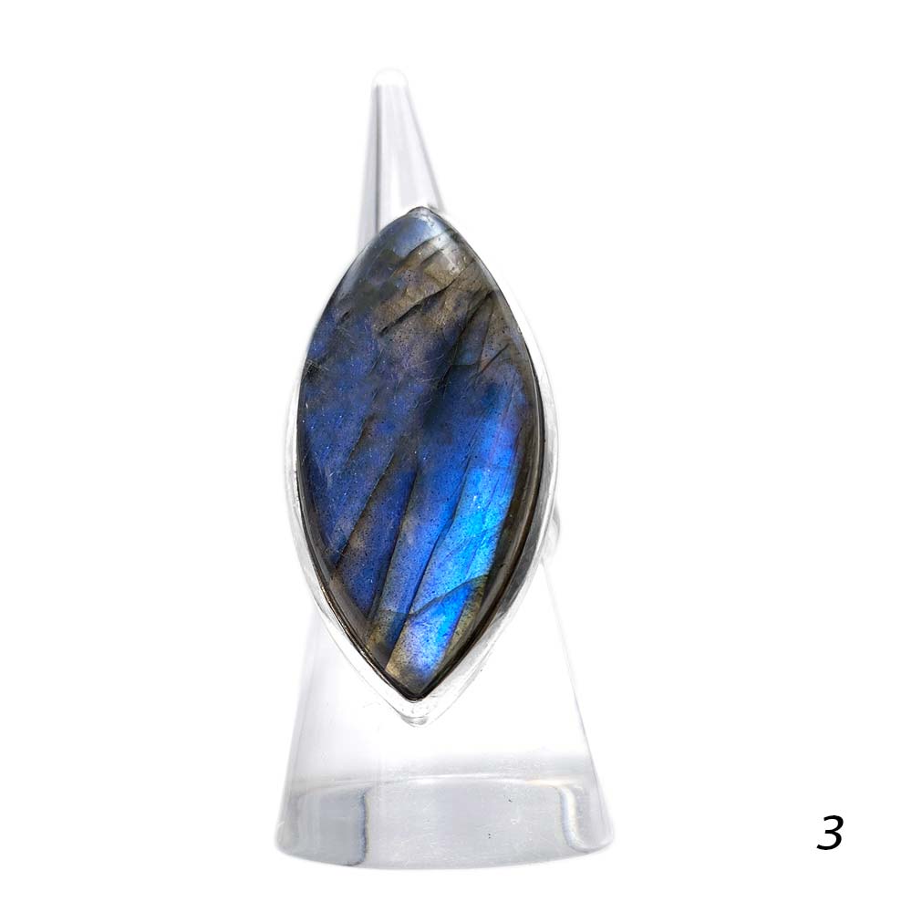 Bague en Argent 925 Réglable – Pierre Naturelle Labradorite