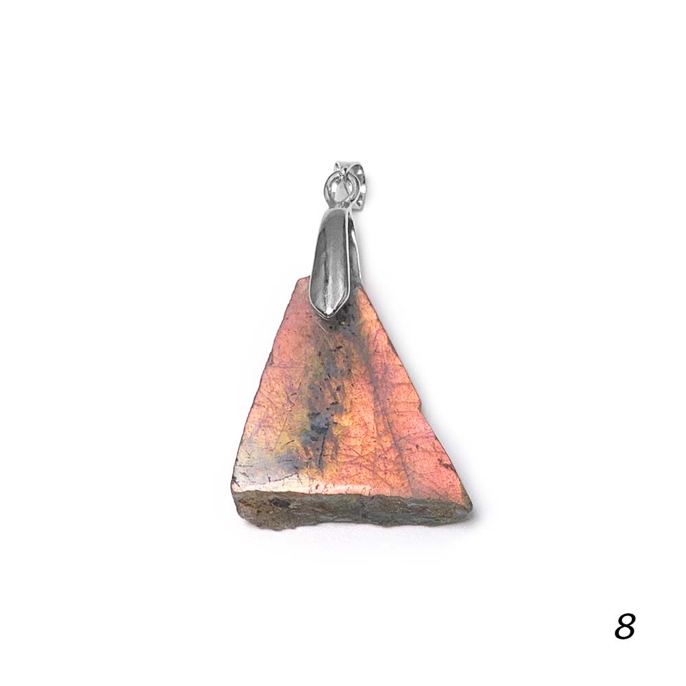 Pendentif Labradorite Jaune - Orange semi-polie