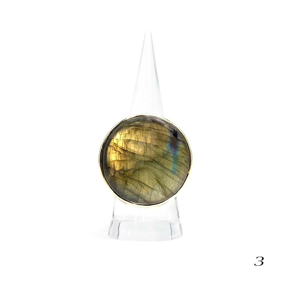 Bague Laiton Réglable en Labradorite