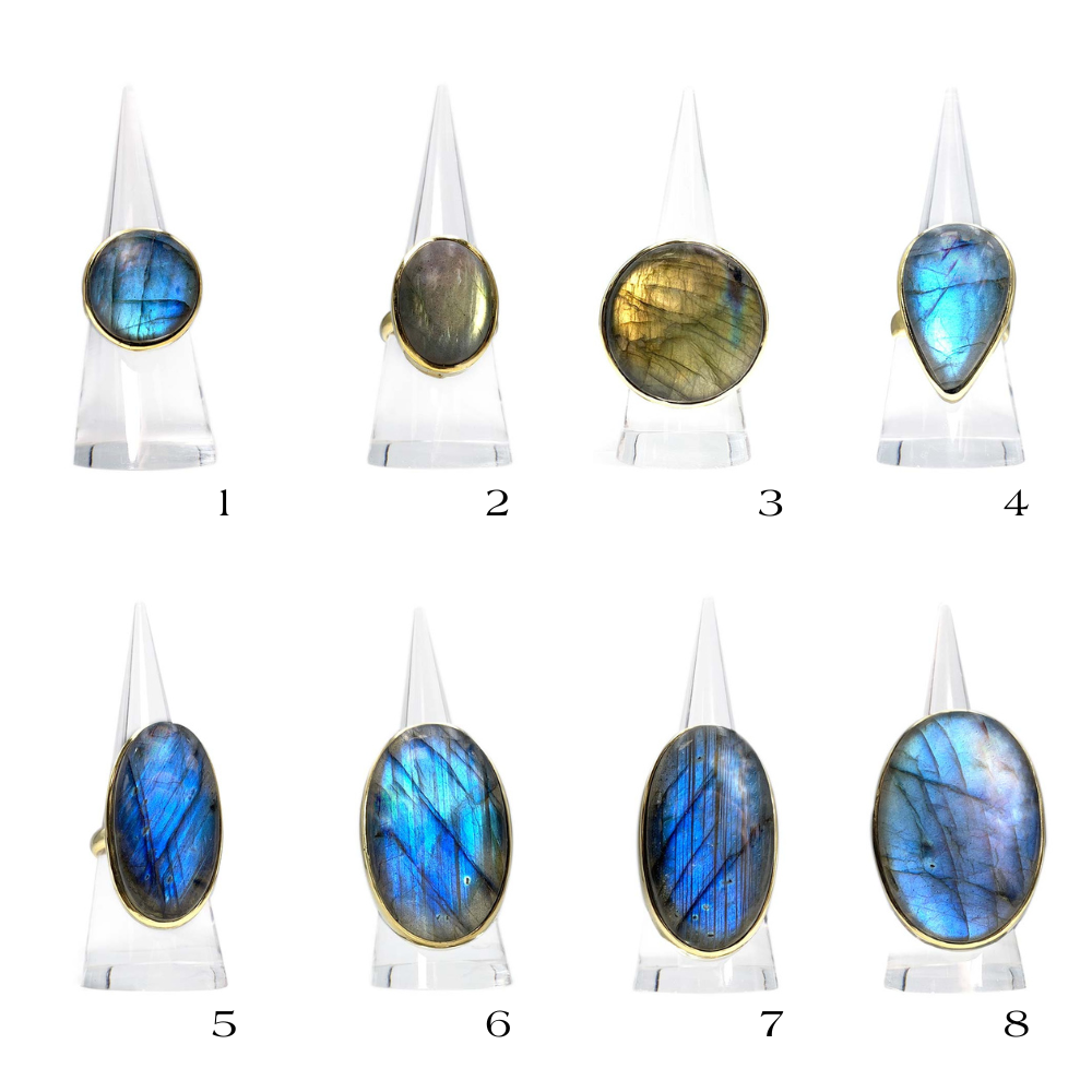 Bague Laiton Réglable en Labradorite