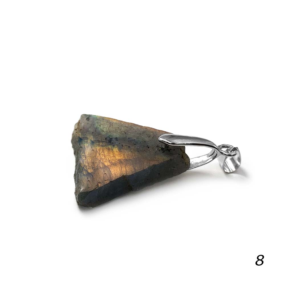Pendentif Labradorite Jaune - Orange semi-polie