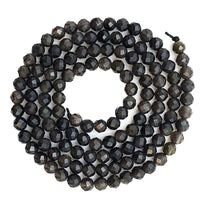 Fil de Perles Facettées Obsidienne Noire