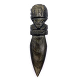 Dague "totem Aztèque" en Obsidienne Dorée- Athamé - 13 cm