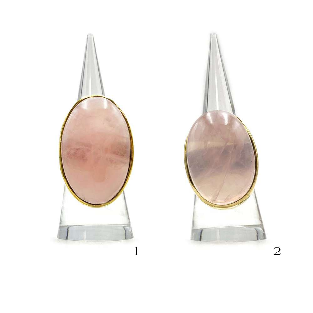Bague Laiton Réglable en Quartz Rose