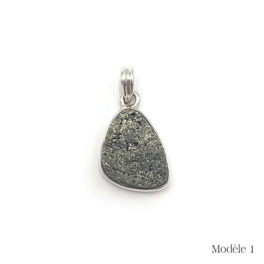 Pendentif en Pyrite cerclé en Argent Massif 925/1000