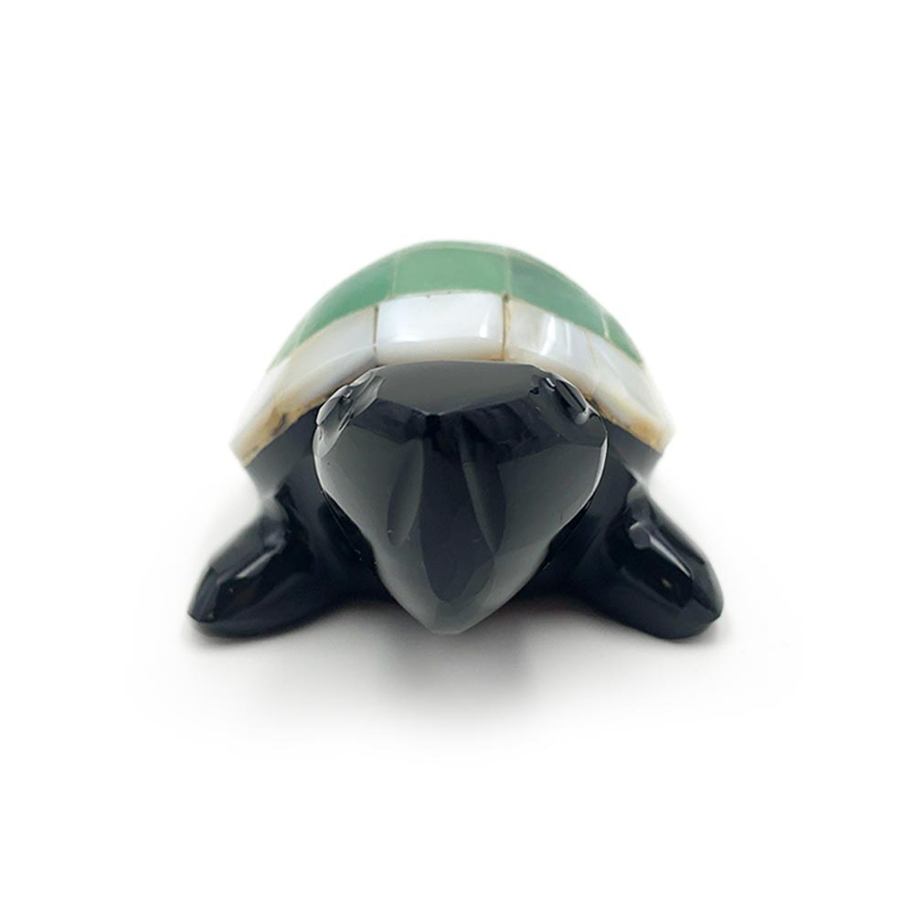 Tortue Obsidienne Noire, Aventurine Verte et Nacre