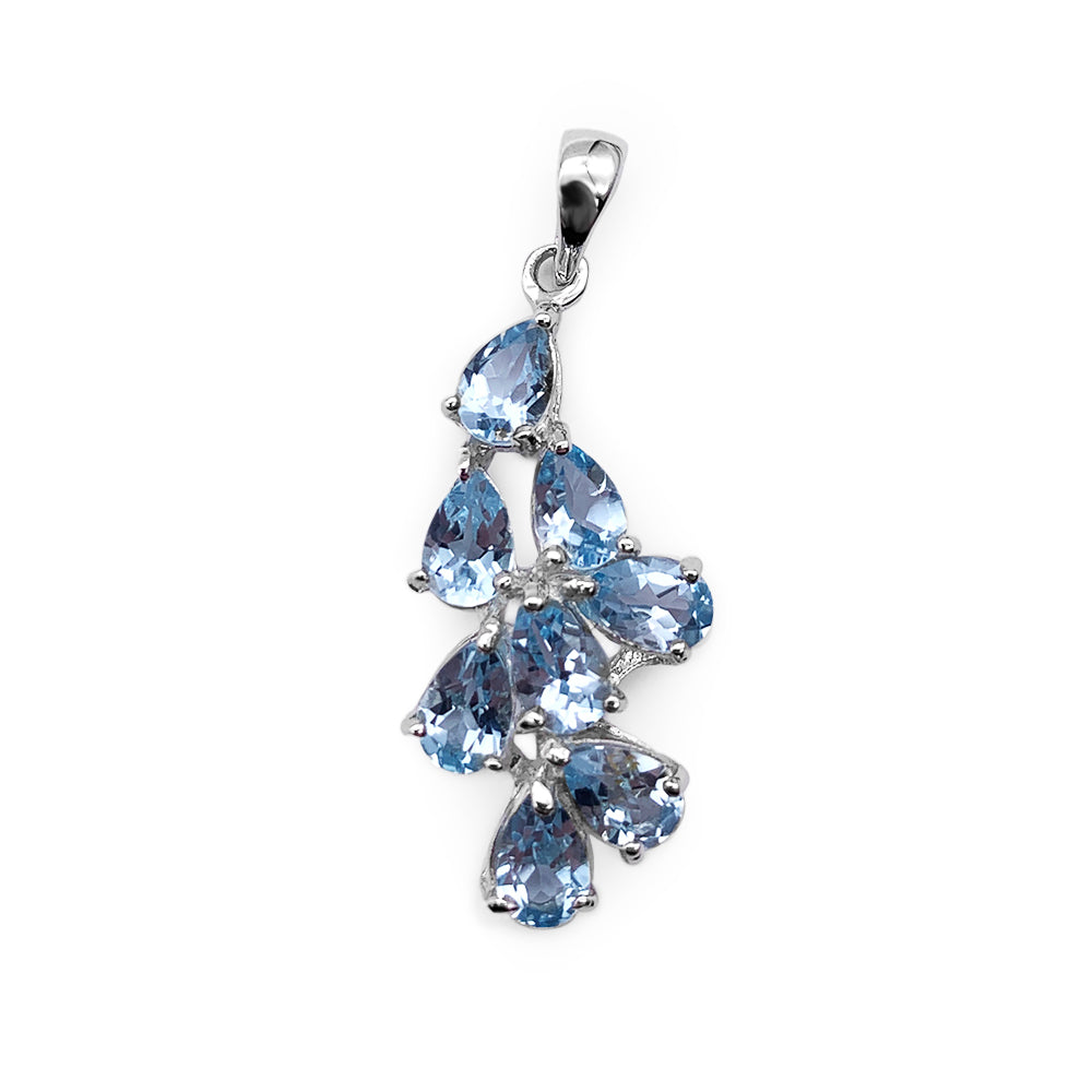 Pendentif en Argent Rhodié et Pierre Naturelle - Modèle Célestia