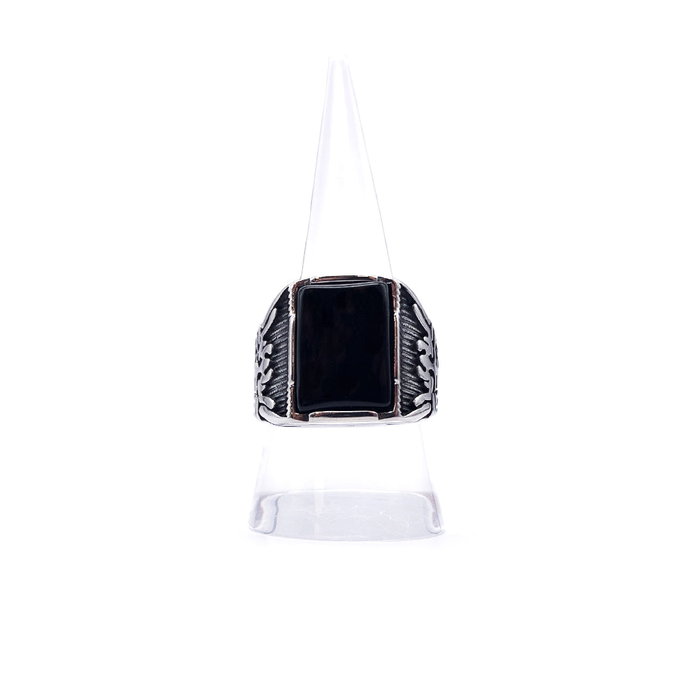 Bague Homme en Acier inoxydable et Pierre Naturelle - Modèle Chevalière "Kingdom"