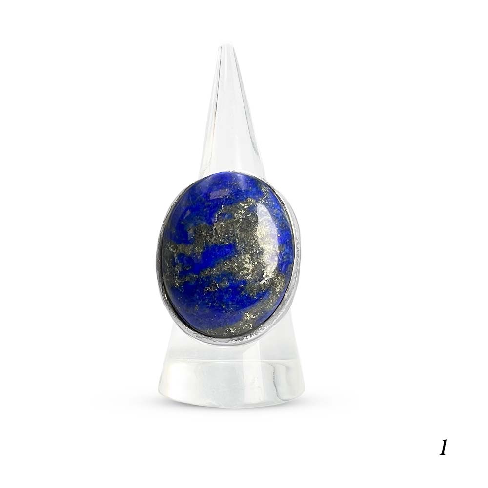 Bague Argent Massif Réglable en Lapis-Lazuli