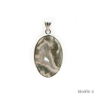 Pendentif en Agate Mousse cerclé en Argent Massif 925/1000