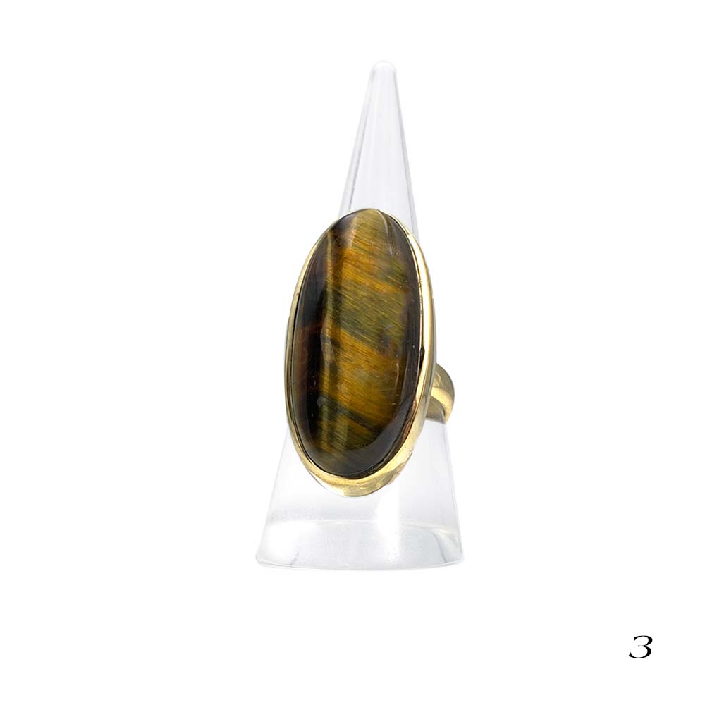 Bague Laiton Réglable en Oeil de Tigre