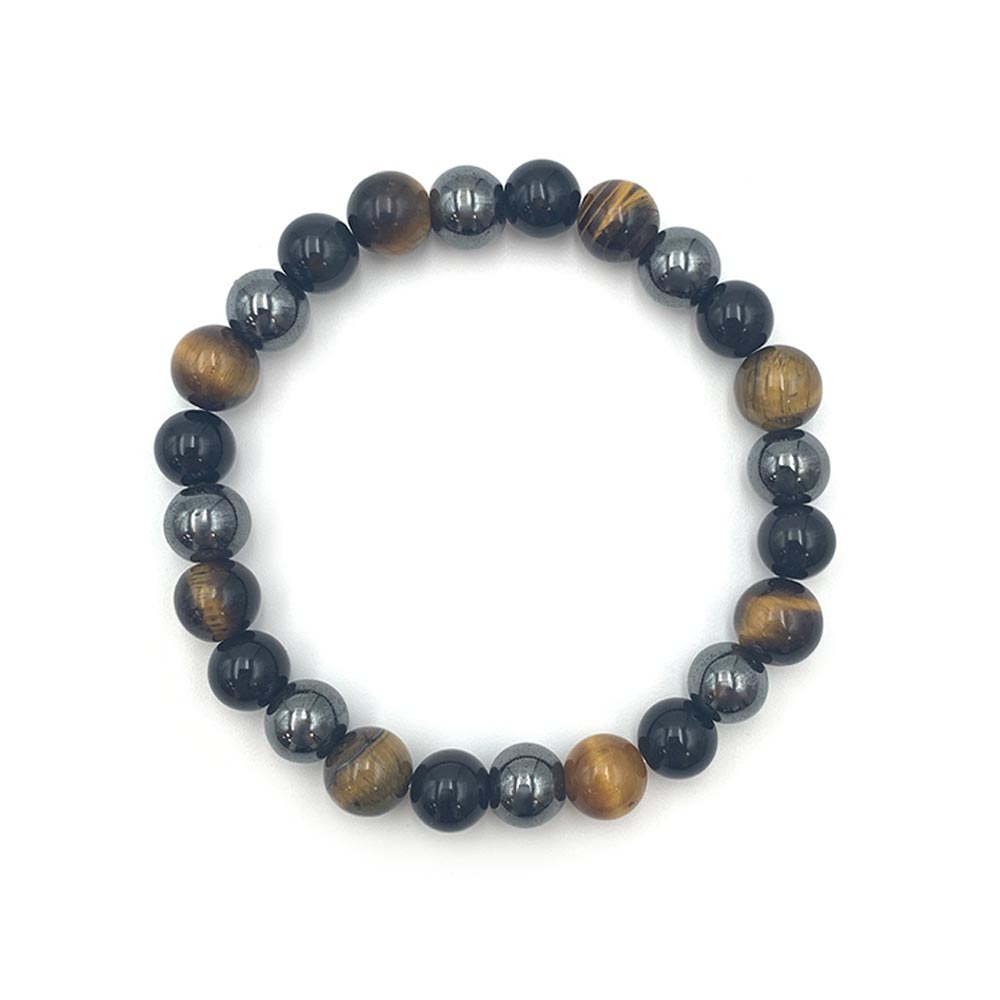 Bracelet Oeil de Tigre - Obsidienne Noir - Hématite