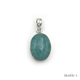 Pendentif en Amazonite cerclé en Argent Massif