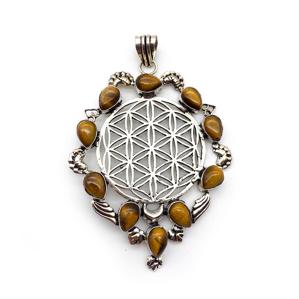 Pendentif Pierre Naturelle - Fleur de Vie