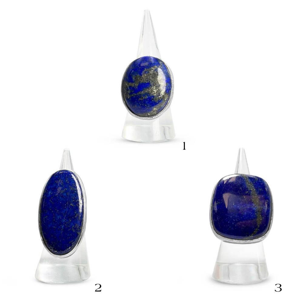 Bague Argent Massif Réglable en Lapis Lazuli