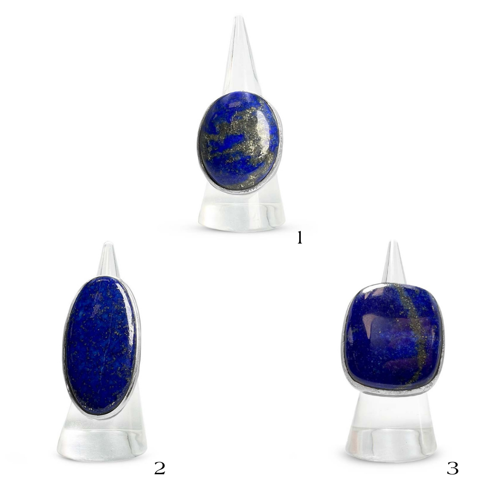 Bague Argent Massif Réglable en Lapis-Lazuli