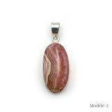 Pendentif en Rhodochrosite cerclé en Argent Massif