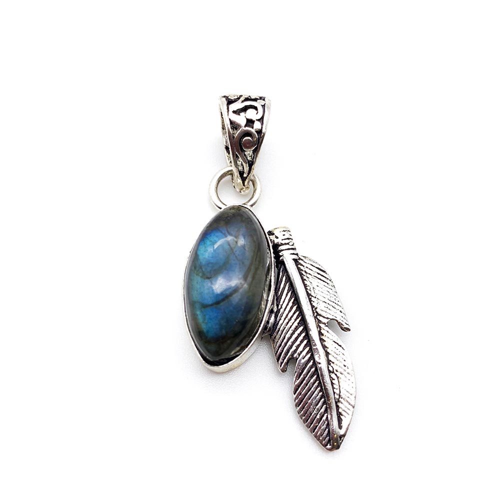 Pendentif Pierre Naturelle - Plume