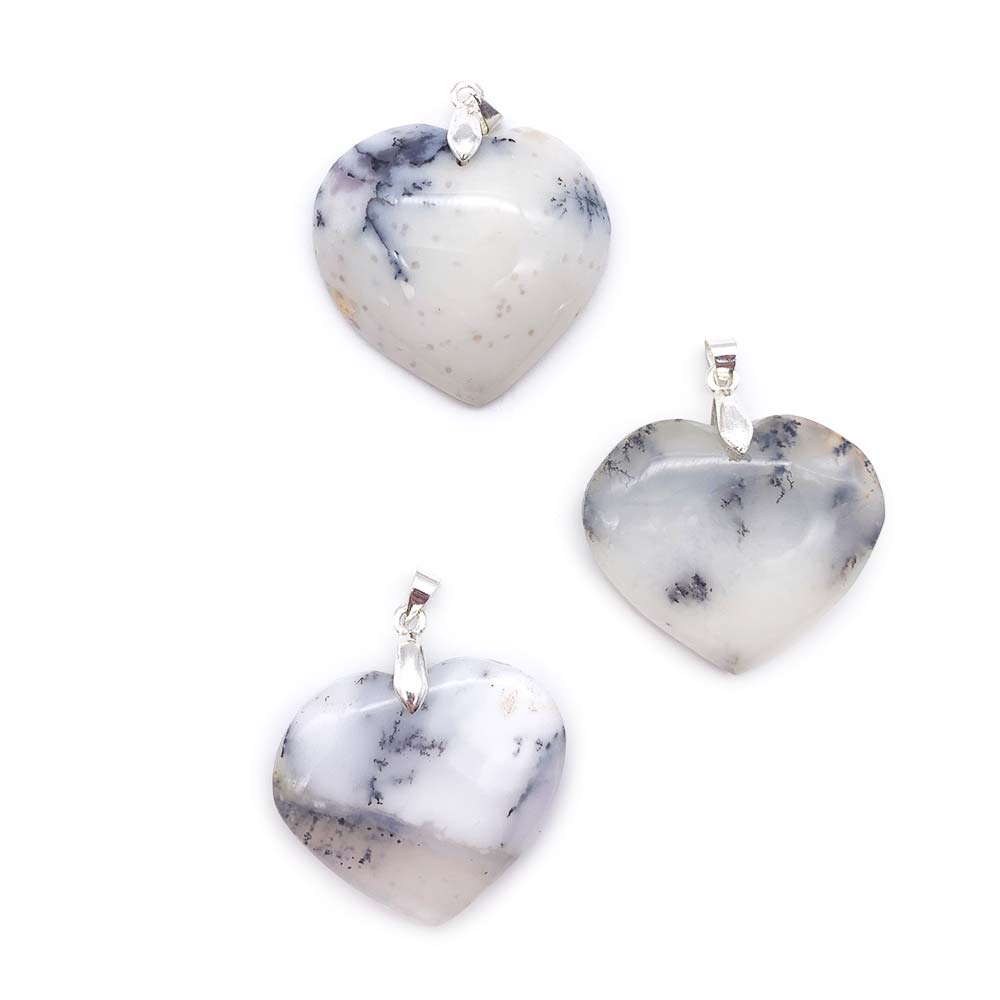 Pendentif Coeur en Agate Dendritique