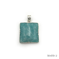 Pendentif en Amazonite cerclé en Argent Massif