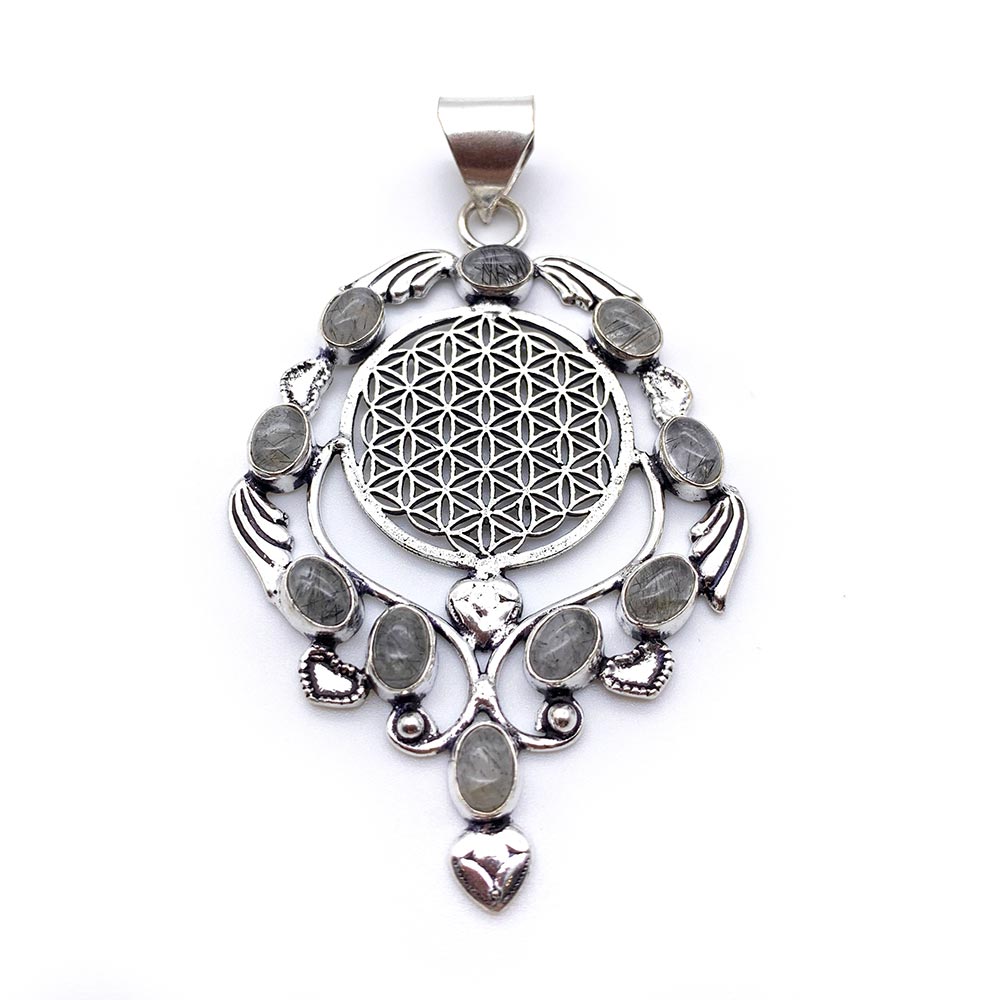 Pendentif Pierre Naturelle - Fleur de Vie