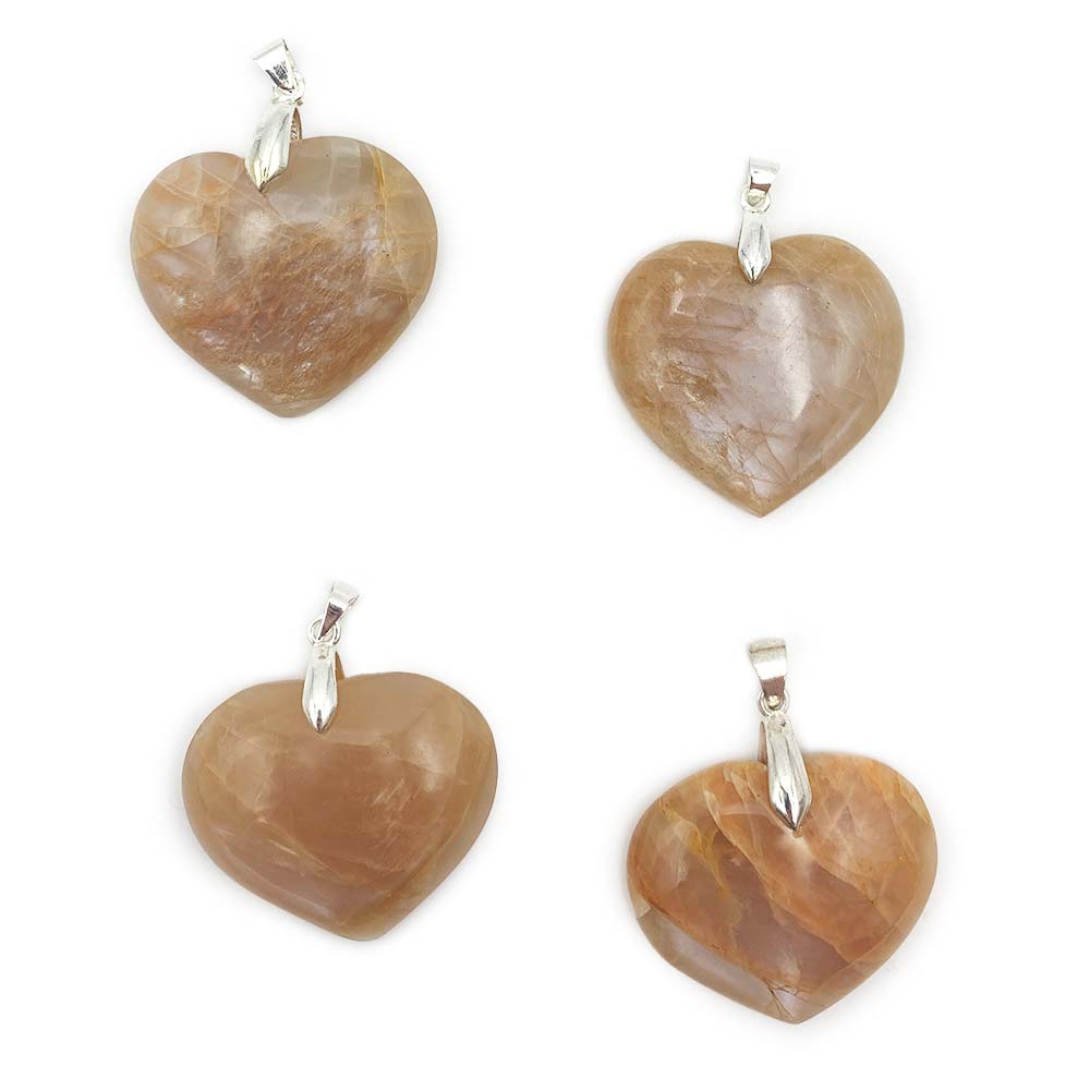 Pendentif Coeur Pierre de Lune Orange