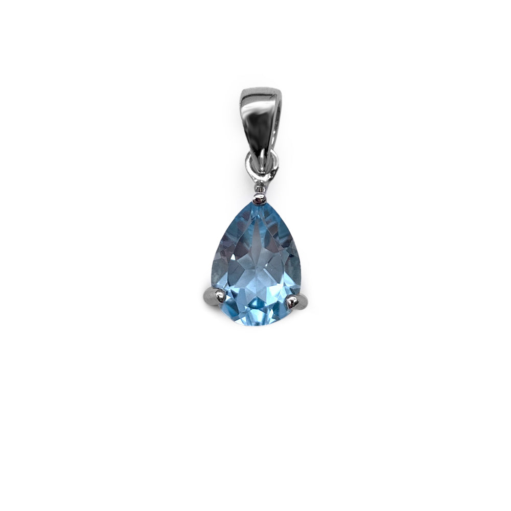 Pendentif en Argent Rhodié et Pierre Naturelle - Modèle Lluvia