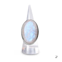 Bague Argent Massif Réglable en Labradorite Blanche / Péristérite