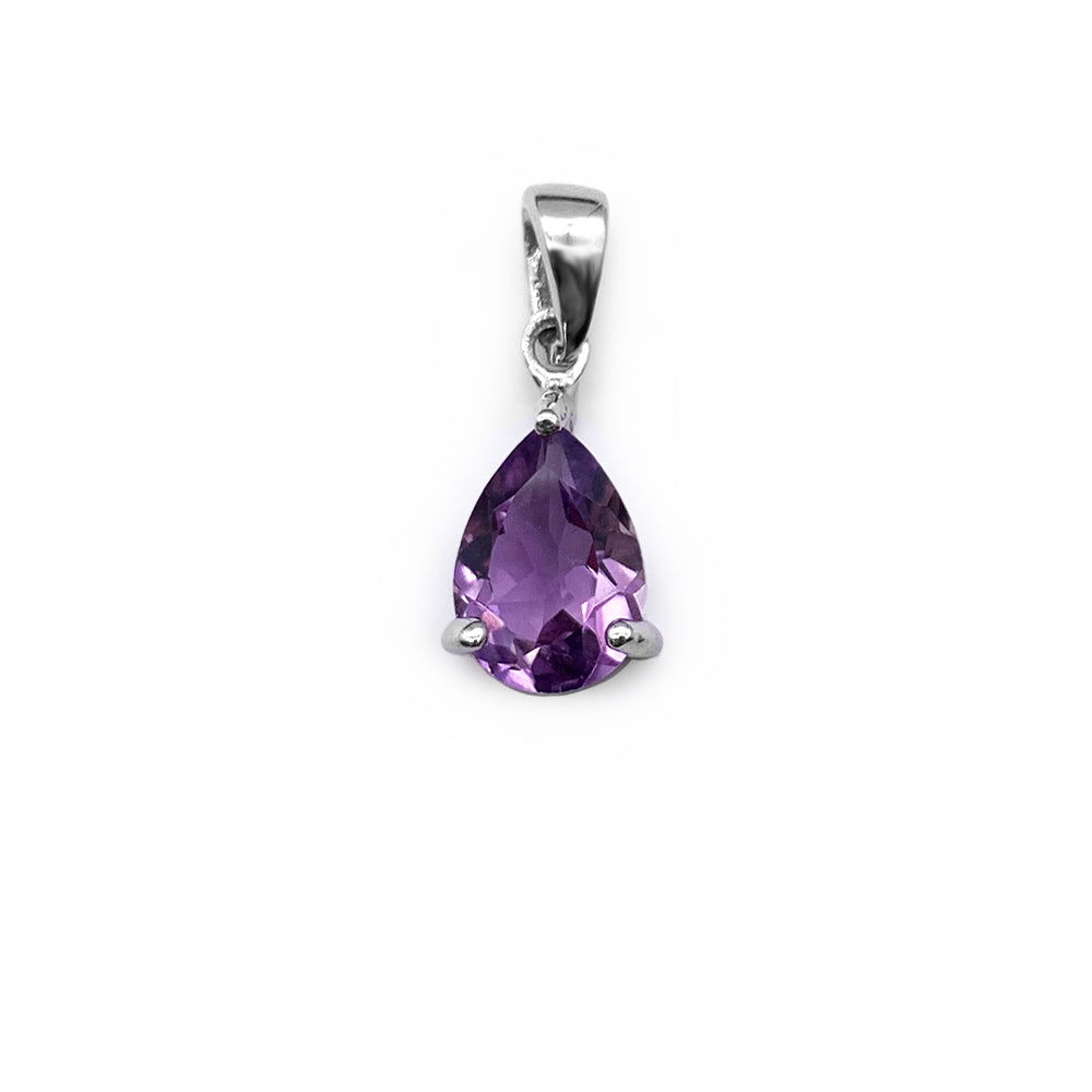 Pendentif en Argent Rhodié et Pierre Naturelle - Modèle Lluvia