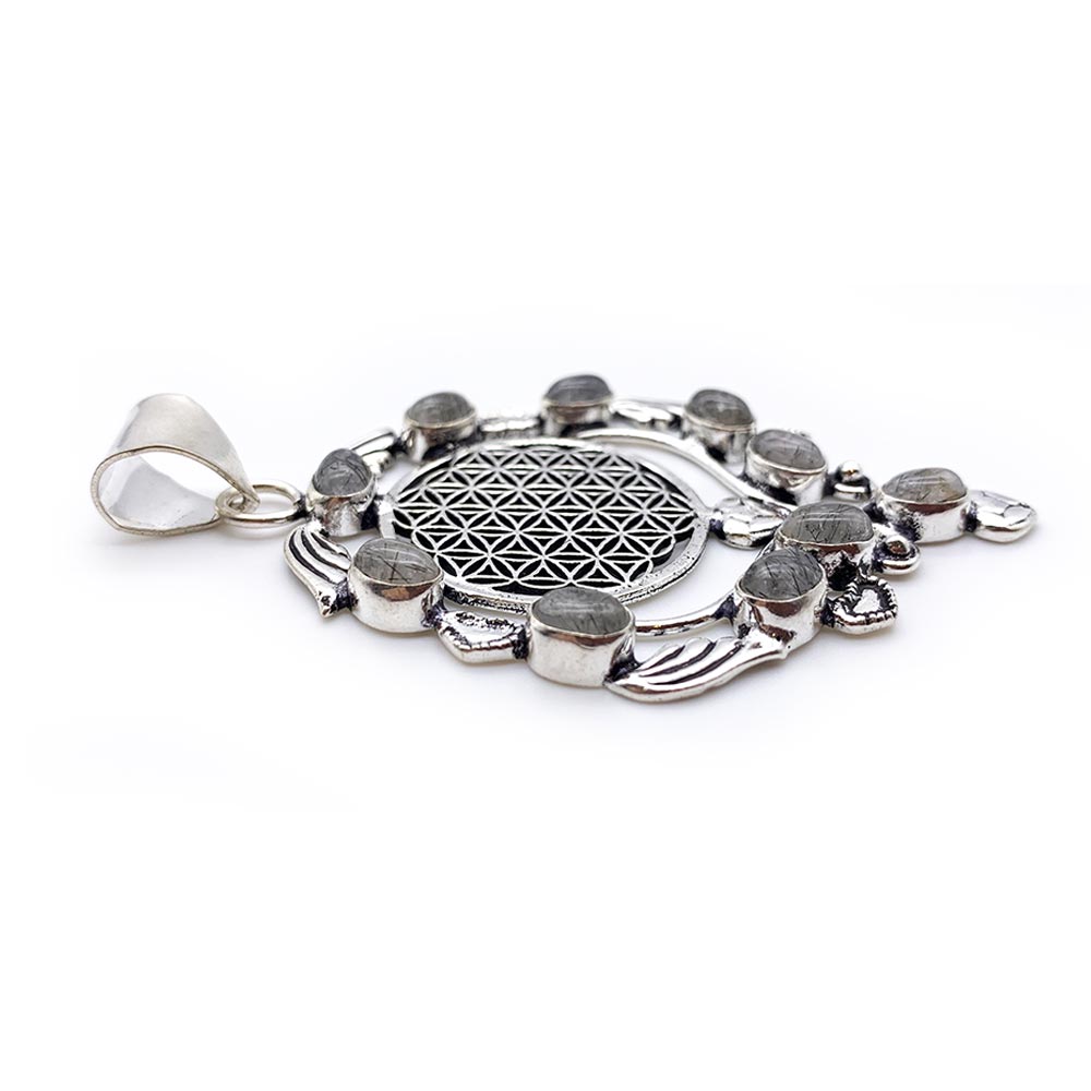 Pendentif Pierre Naturelle - Fleur de Vie
