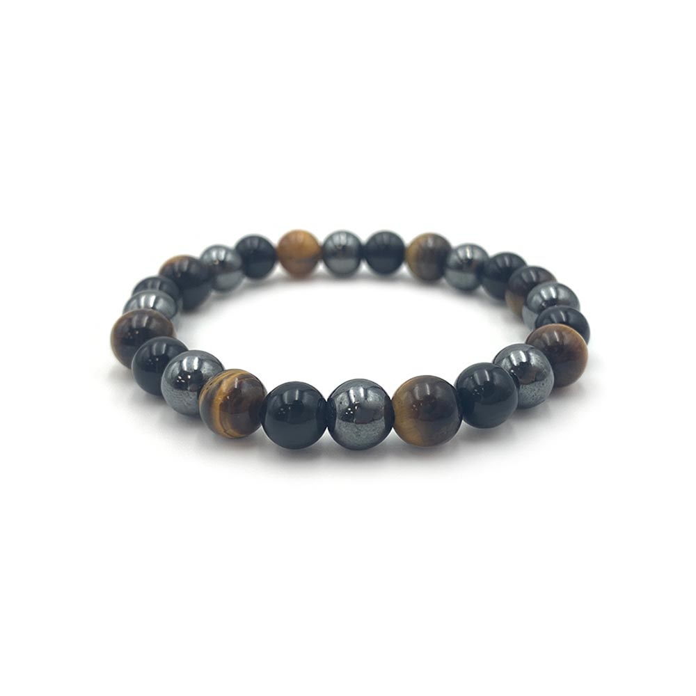 Bracelet Oeil de Tigre - Obsidienne Noir - Hématite