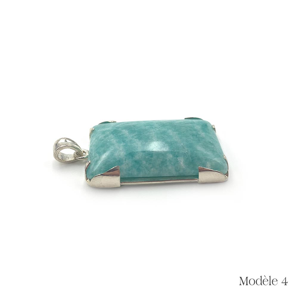 Pendentif en Amazonite cerclé en Argent Massif