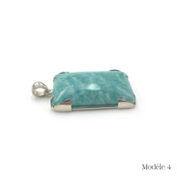 Pendentif en Amazonite cerclé en Argent Massif