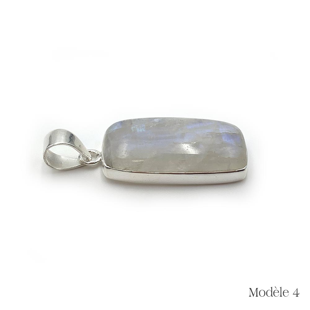 Pendentif en Péristérite cerclé en Argent Massif - Labradorite Blanche