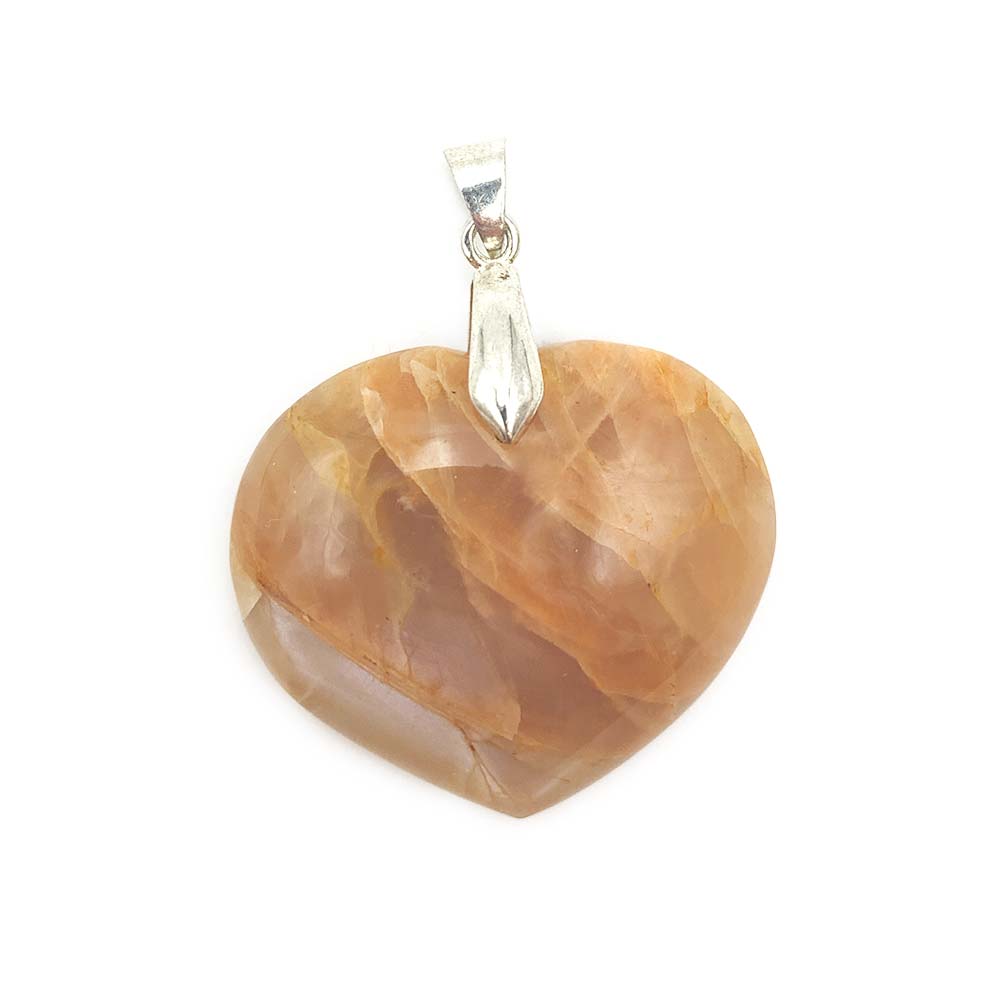 Pendentif Coeur Pierre de Lune Orange