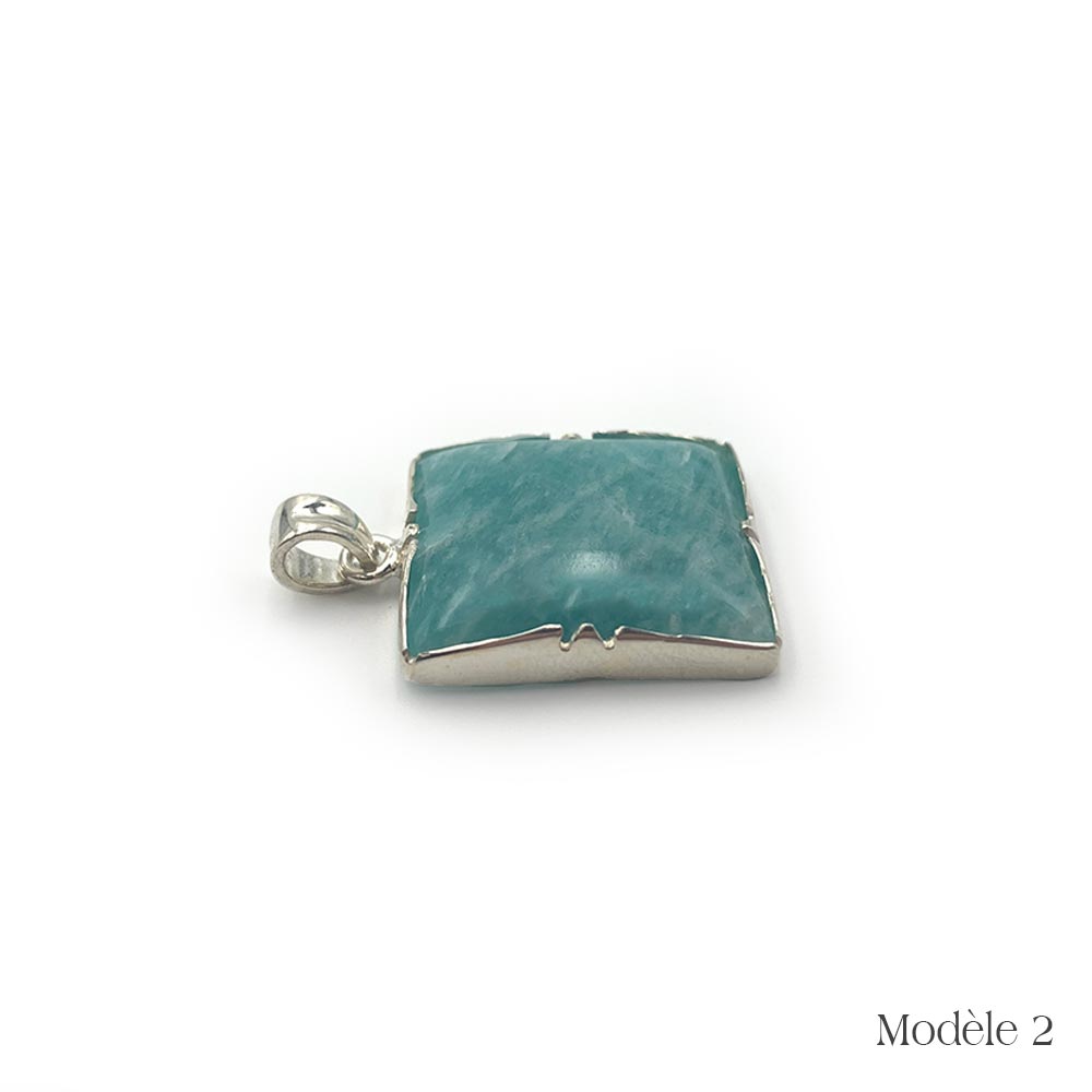 Pendentif en Amazonite cerclé en Argent Massif