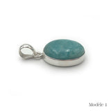 Pendentif en Amazonite cerclé en Argent Massif