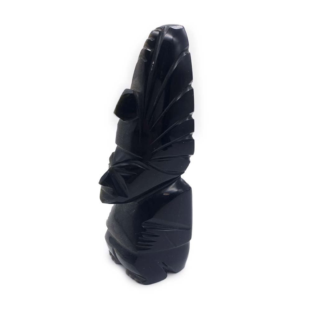 Sculpture Totem Aztèque - Obsidienne Dorée - 14 cm