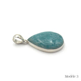 Pendentif en Amazonite cerclé en Argent Massif