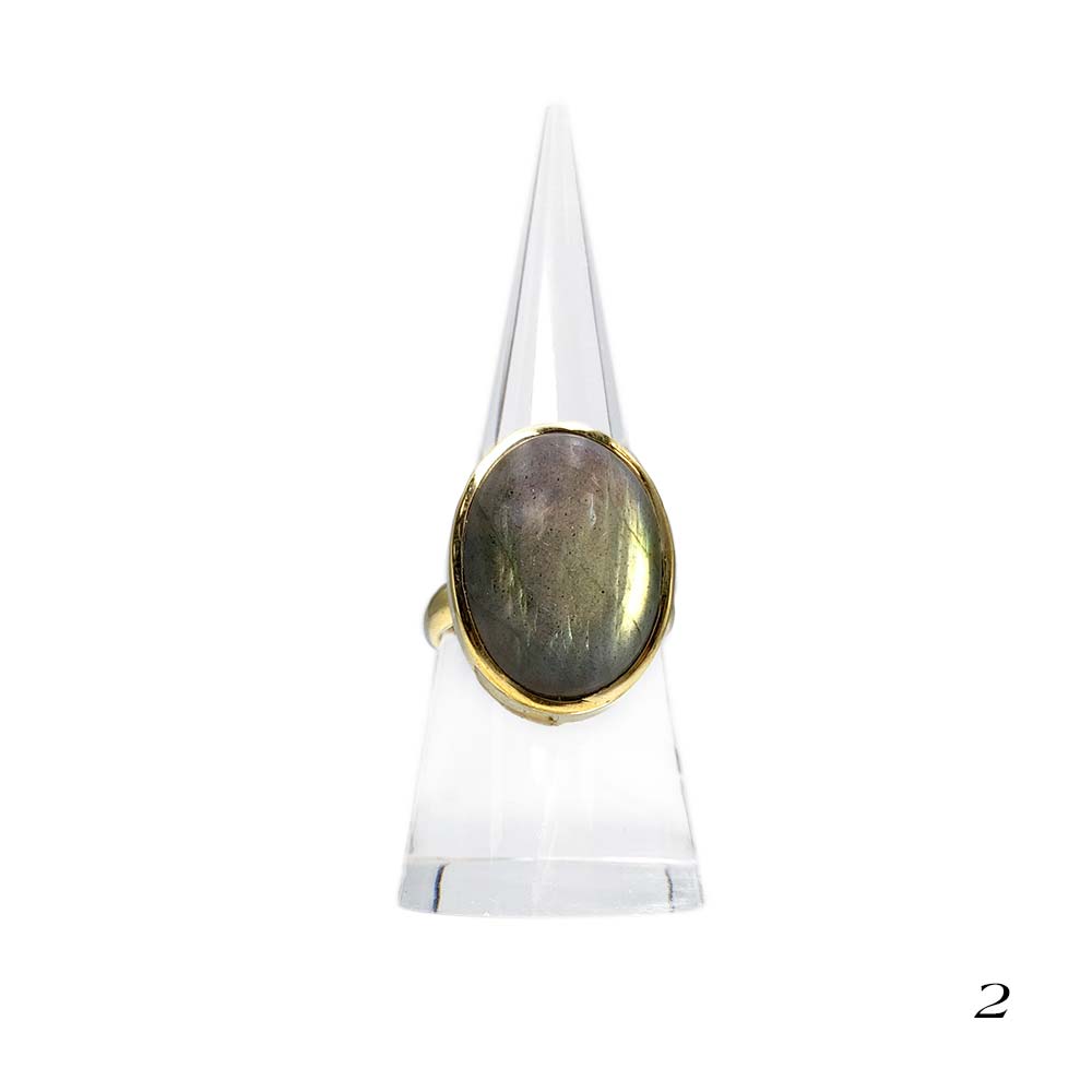 Bague Laiton Réglable en Labradorite