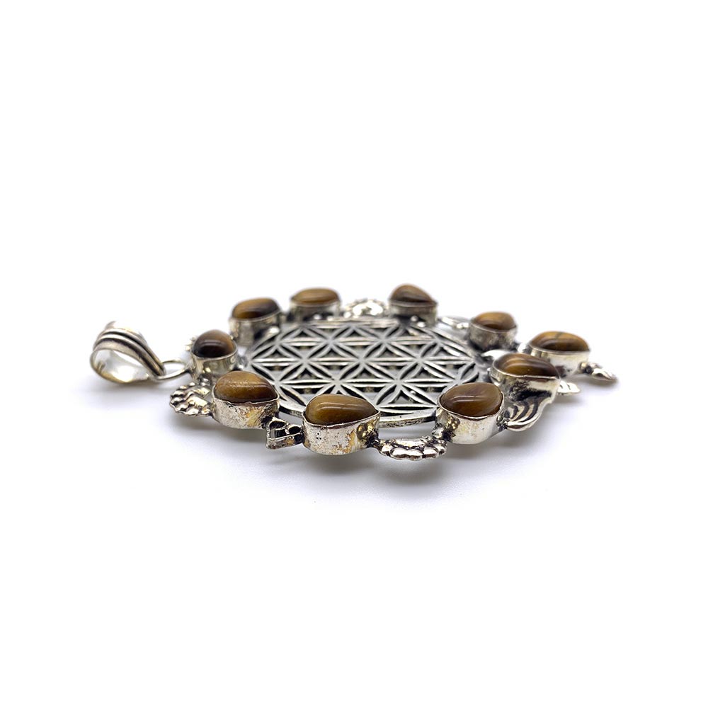 Pendentif Pierre Naturelle - Fleur de Vie