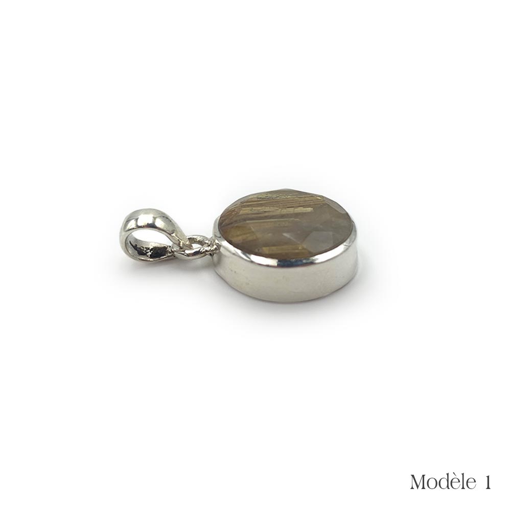 Pendentif en Quartz Rutile cerclé en Argent Massif 925/1000