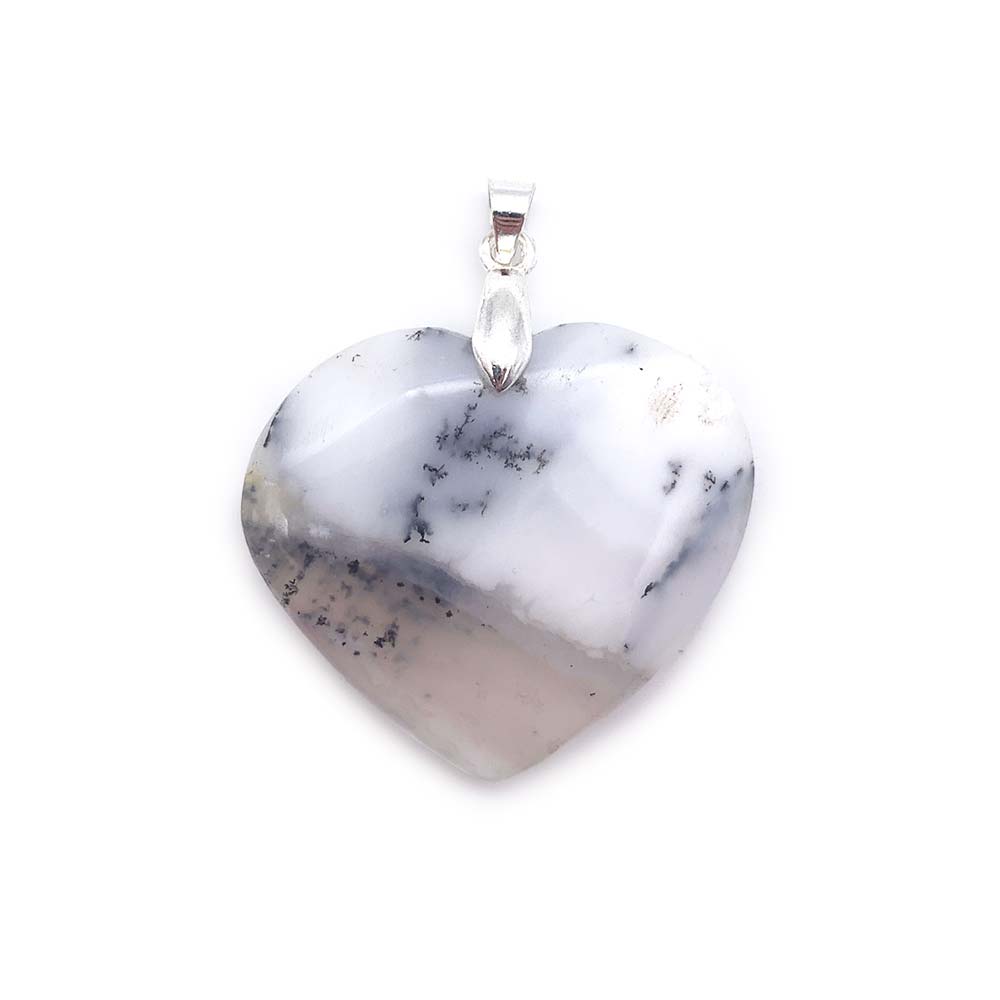 Pendentif Coeur en Agate Dendritique