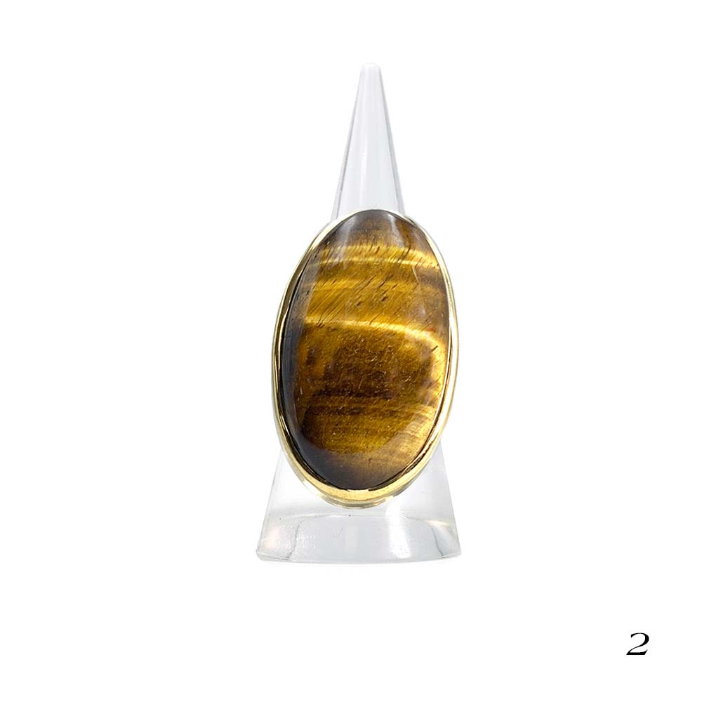 Bague Laiton Réglable en Oeil de Tigre